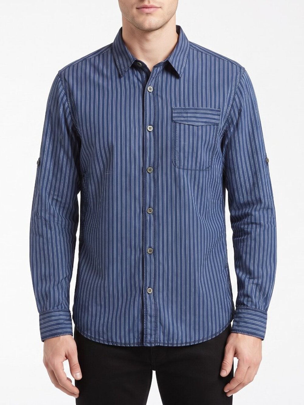 DKNY Blue Striped Button-Up Shirt